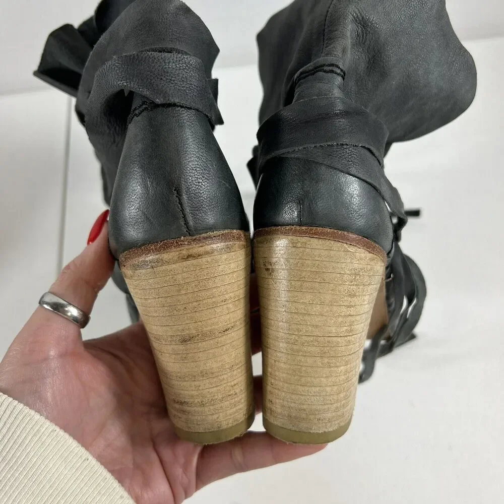 Free People Size 39 US 9 Seven Wonders Leather Ankle Boots Women’s Gray Buttery - Picture 10 of 13